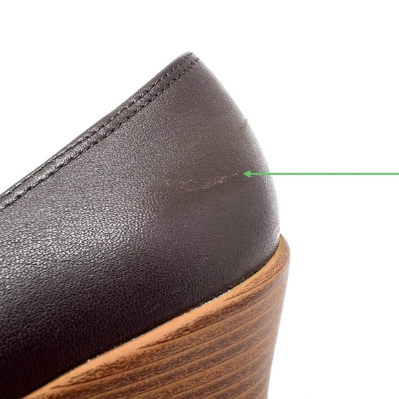 Crocs Walnut Brown Wedge Heel Size 9 Platform Pump Leather Closed Round Toe - Picture 10 of 13